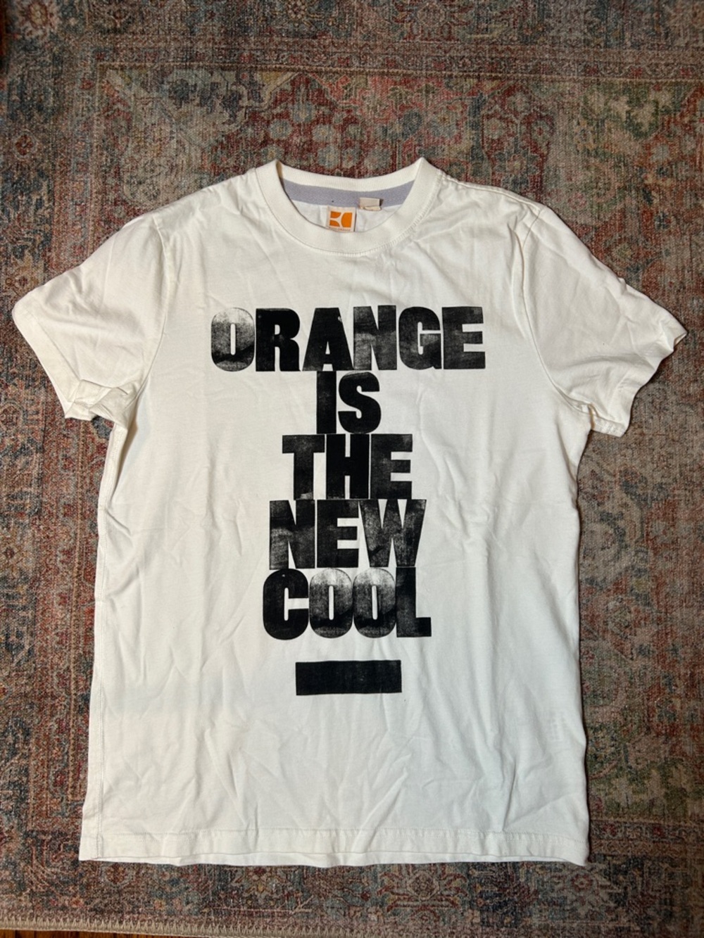 BOSS ORANGE White Short-Sleeve Graphic Tee with Black Text